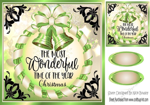 Elegance at christmas lovely black and green 8x8 card front