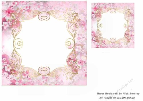  pink floral card front/insert 7x7