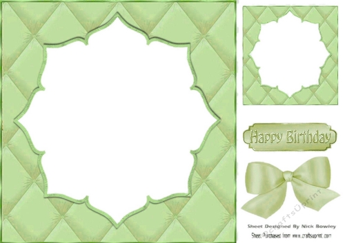 Pretty quilted effect card front in green 8x8