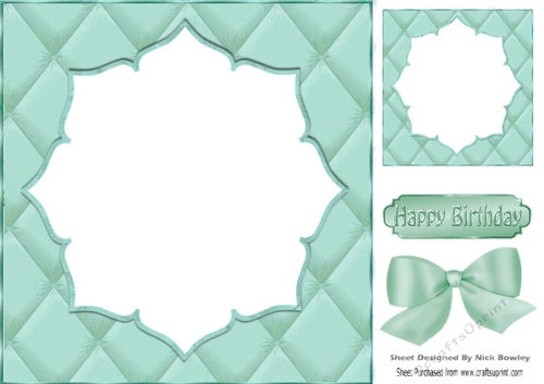 Pretty quilted effect card front in turq 8x8