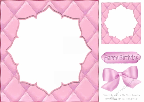 Pretty quilted effect card front in pink 8x8