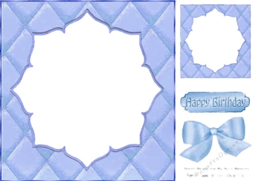 Pretty quilted effect card front in sky blue 8x8