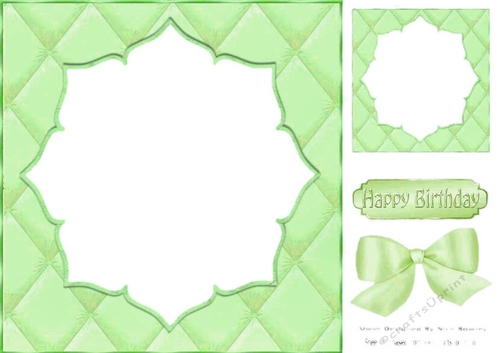 Pretty quilted effect card front in lime green 8x8