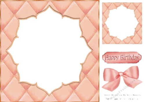 Pretty quilted effect card front in peach 8x8