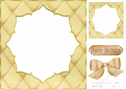 Pretty quilted effect card front in gold 8x8
