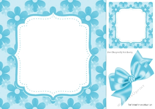 Pretty blue floral card front  8x8