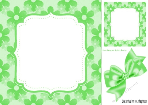 Pretty green floral card front  8x8