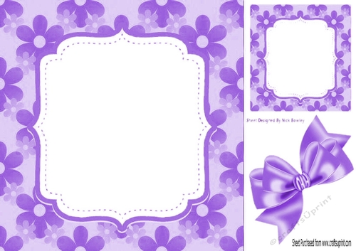 Pretty purple floral card front  8x8