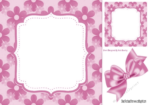 Pretty pink floral card front  8x8