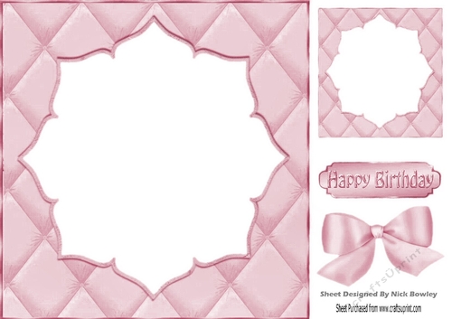 Pretty quilted effect card front in blush 8x8