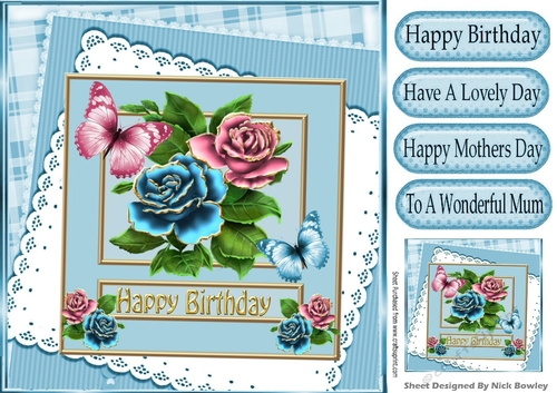 Pretty gold edge roses on a stacked frame with lace 8x8