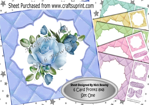  6 Coloured 8x8 Quilt Effect  Card fronts 8x8 Bumper kit (ONE)