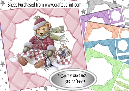 6 Coloured 8x8 Quilt Effect  Card fronts 8x8 Bumper kit (TWO)