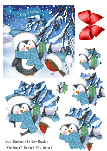 Lovely penguin snowflake pyramids with bow