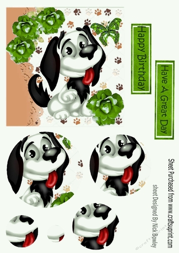 Cute puppy with green flowers circle pyramids