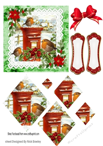 Lovely robins in the snow christmas scene diamond pyramids