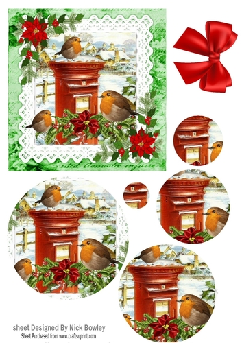 Lovely robins in the snow christmas scene circle pyramids