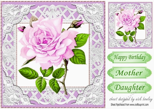 Pretty lilac roses in lace and filigree 8x8 frame