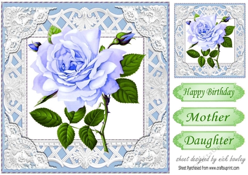 Pretty blue roses in lace and filigree 8x8 frame
