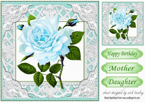 Pretty turq roses in lace and filigree 8x8 frame