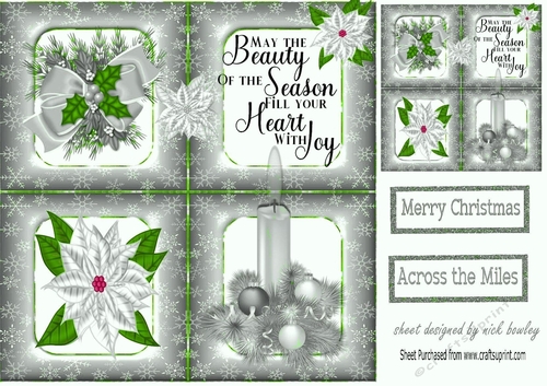Silver Snowflake window with christmas embelishments 8x8