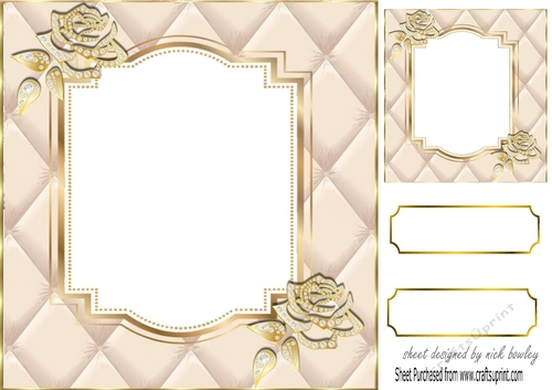 Pretty diamante rose corners with cream quilt frame 8x8