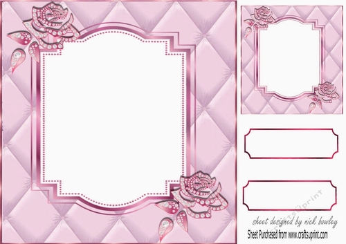Pretty diamante rose corners with lilac quilt frame 8x8