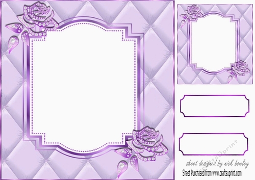 Pretty diamante rose corners with purple quilt frame 8x8