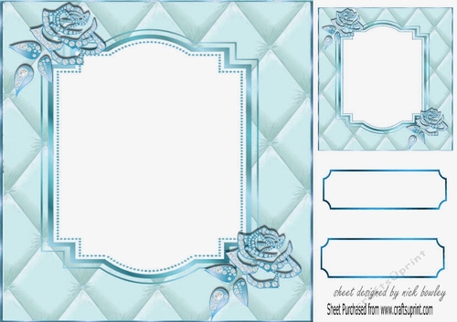 Pretty diamante rose corners with turq quilt frame 8x8