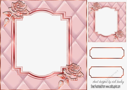 Pretty diamante rose corners with rose pink quilt frame 8x8