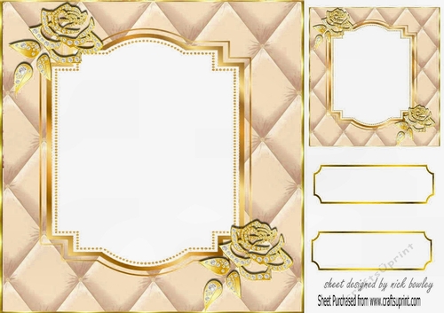 Pretty diamante rose corners with gold quilt card front
