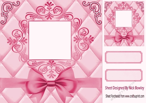 Pink Quilt Effect With Elegance 8x8 with bow, card front