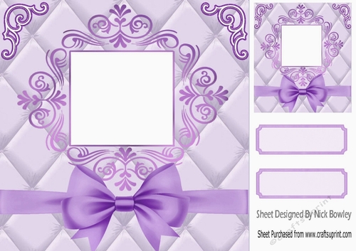 Lilac Quilt Effect With Elegance 8x8 with bow, card front