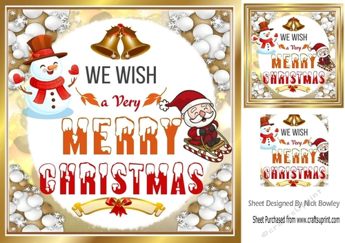 Lovely Snowman & jolly santa in snowball 8x8 frame (orange)