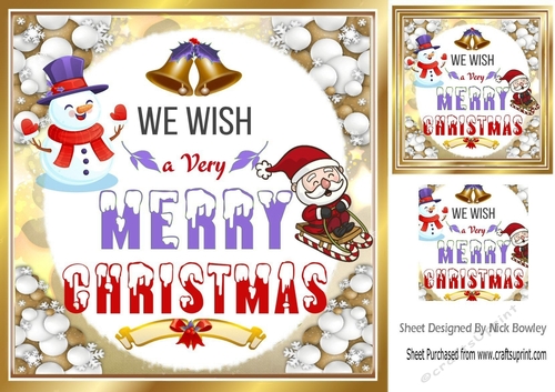 Lovely Snowman & jolly santa in snowball 8x8 frame (purple)