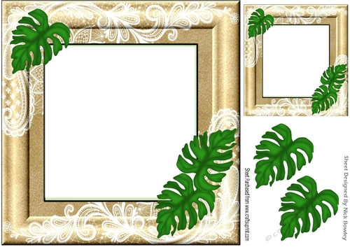  ornate frame with palm leaves 8x8 card front
