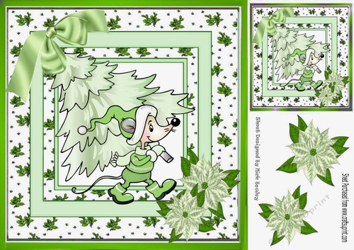 Cute little mouse carrying a green christmas tree 8x8