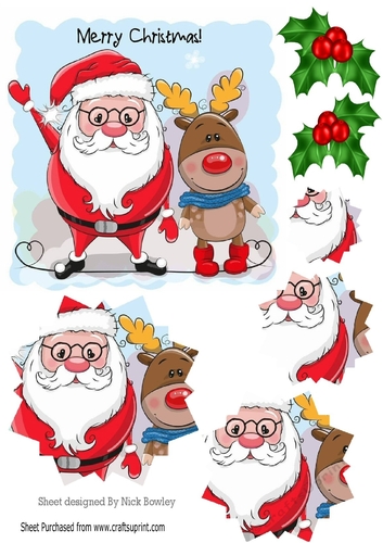 Lovely Santa and reindeer doing a dance snowflake pyramids