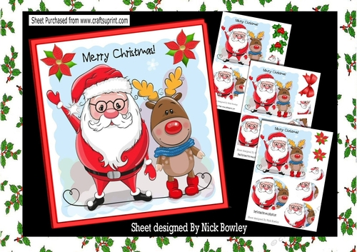 4 Lovely Santa and reindeers doing a dance mini kit