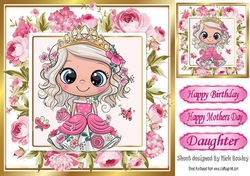 Pretty princess with pink roses 8x8