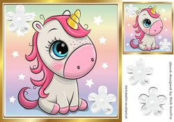 Cute rainbow unicorn with stars 8x8