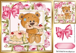 Oh Yummy Cake! And its all mine, birthday teddy 8x8