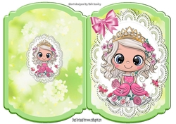 pretty little princess dressed in pink with bow bracket card