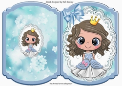 pretty little princess dressed in blue with bow bracket card