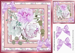  frame of delicate lilac roses & bows 8x8