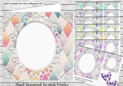  8 Pretty Diamond and oval lace topper, card fronts with bows 7x7 bumper kit