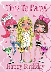 Party Girls with coctails A4
