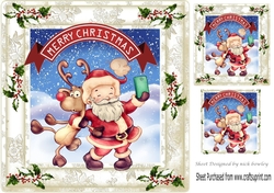 Santa and reindeer taking a selfie in the snow 8x8