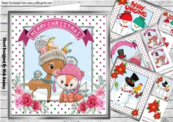  4 Cute winter card fronts in dotty frames 8x8 mini kit