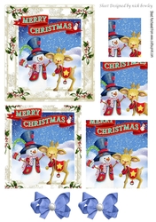 Whimsical snowman with reindeer square pyramids